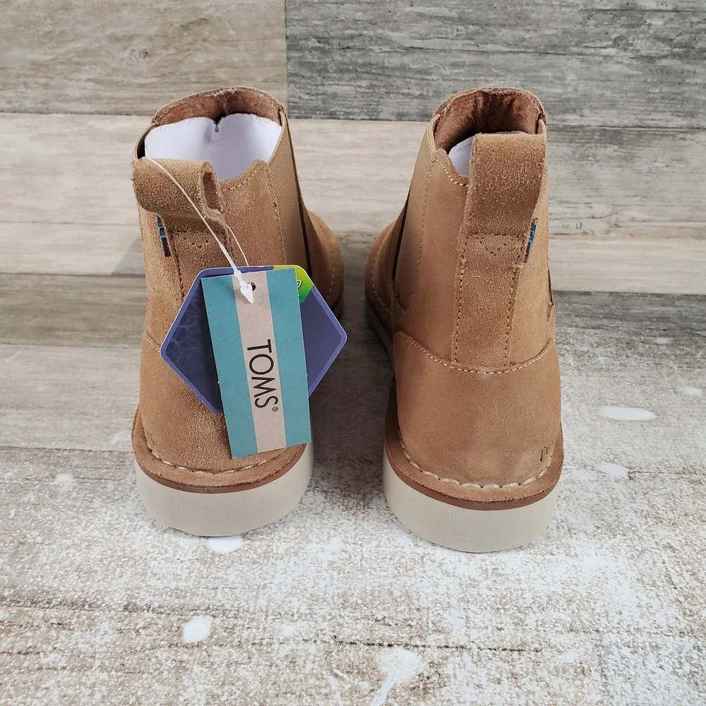 Toms Skyline Men Chelsea Boots Sz 7 Comfort Toffee Suede Round Toe Pull On Ankle